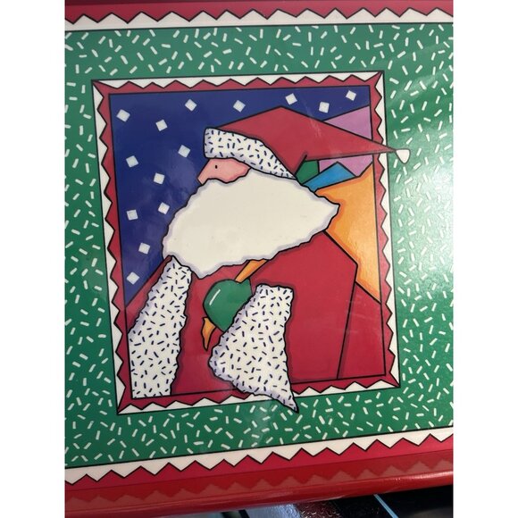 Holiday Serving Tray Potpourri Press Wood Rectangle Santa Holiday Decor Vtg RARE - Picture 2 of 10
